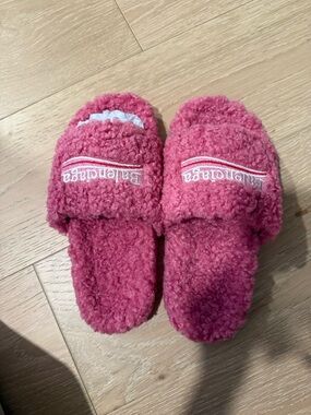 Balenciaga Pink Fuzzy Sherpa Slide Sandals